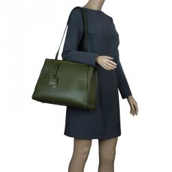 Pre Owned Fendi Olive Green Saffiano Leather 2Jours Tote