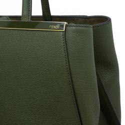 Pre Owned Fendi Olive Green Saffiano Leather 2Jours Tote