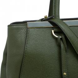 Pre Owned Fendi Olive Green Saffiano Leather 2Jours Tote