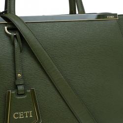 Pre Owned Fendi Olive Green Saffiano Leather 2Jours Tote