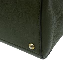 Pre Owned Fendi Olive Green Saffiano Leather 2Jours Tote