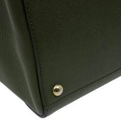 Pre Owned Fendi Olive Green Saffiano Leather 2Jours Tote