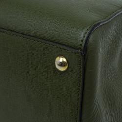 Pre Owned Fendi Olive Green Saffiano Leather 2Jours Tote