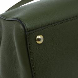 Pre Owned Fendi Olive Green Saffiano Leather 2Jours Tote