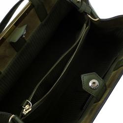 Pre Owned Fendi Olive Green Saffiano Leather 2Jours Tote