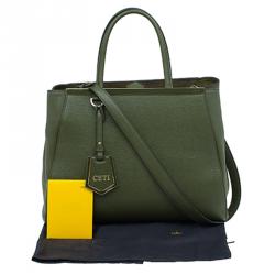 Pre Owned Fendi Olive Green Saffiano Leather 2Jours Tote