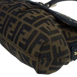 Pre Owned Fendi Tobacco Zucca Canvas and Sequins Chef Shoulder Bag