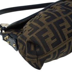 Pre Owned Fendi Tobacco Zucca Canvas and Sequins Chef Shoulder Bag