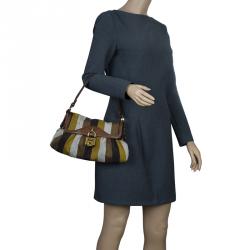 Pre Owned Fendi Multicolor Striped Canvas Limited Edition Chef Flap Bag