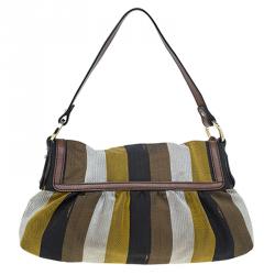 Pre Owned Fendi Multicolor Striped Canvas Limited Edition Chef Flap Bag