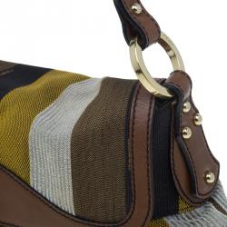 Pre Owned Fendi Multicolor Striped Canvas Limited Edition Chef Flap Bag
