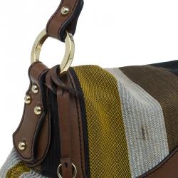 Pre Owned Fendi Multicolor Striped Canvas Limited Edition Chef Flap Bag