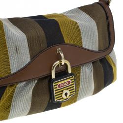 Pre Owned Fendi Multicolor Striped Canvas Limited Edition Chef Flap Bag