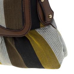 Pre Owned Fendi Multicolor Striped Canvas Limited Edition Chef Flap Bag