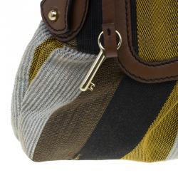 Pre Owned Fendi Multicolor Striped Canvas Limited Edition Chef Flap Bag