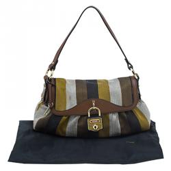 Pre Owned Fendi Multicolor Striped Canvas Limited Edition Chef Flap Bag