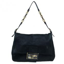 Pre Owned Fendi Black Soft Leather Mama Forever Shoulder Bag