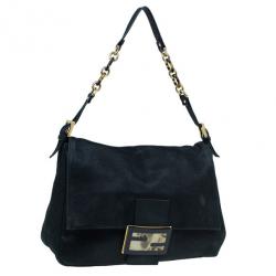 Pre Owned Fendi Black Soft Leather Mama Forever Shoulder Bag
