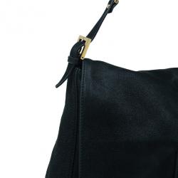 Pre Owned Fendi Black Soft Leather Mama Forever Shoulder Bag