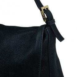 Pre Owned Fendi Black Soft Leather Mama Forever Shoulder Bag