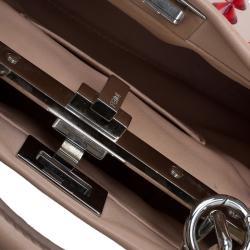 Pre Owned Fendi Pink/Red Leather Mini Studded Peekaboo Top Handle Bag