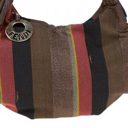 Pre Owned Fendi Multicolor Striped Canvas Chef Chain Hobo