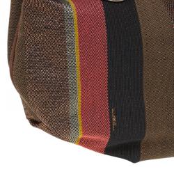 Pre Owned Fendi Multicolor Striped Canvas Chef Chain Hobo