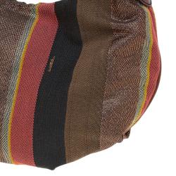 Pre Owned Fendi Multicolor Striped Canvas Chef Chain Hobo