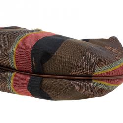 Pre Owned Fendi Multicolor Striped Canvas Chef Chain Hobo