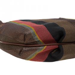 Pre Owned Fendi Multicolor Striped Canvas Chef Chain Hobo