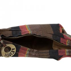 Pre Owned Fendi Multicolor Striped Canvas Chef Chain Hobo