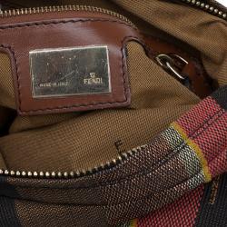 Pre Owned Fendi Multicolor Striped Canvas Chef Chain Hobo