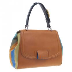 Pre Owned Fendi Brown Leather ‘Silvana’ Top Handle Satchel
