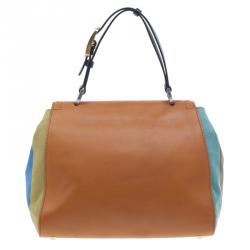 Pre Owned Fendi Brown Leather ‘Silvana’ Top Handle Satchel