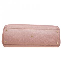 Pre Owned Fendi Metallic Pink Selleria Leather Large Peekaboo Top Handle Bag