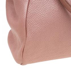 Pre Owned Fendi Metallic Pink Selleria Leather Large Peekaboo Top Handle Bag