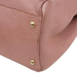 Pre Owned Fendi Metallic Pink Selleria Leather Large Peekaboo Top Handle Bag