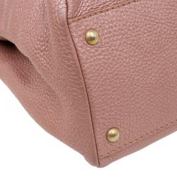 Pre Owned Fendi Metallic Pink Selleria Leather Large Peekaboo Top Handle Bag