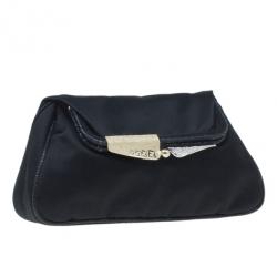 Pre Owned حقيبة كلتش فندي ساتان سوداء