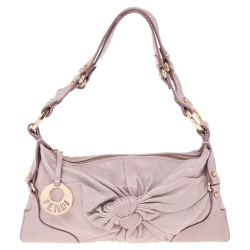 Pre Owned Fendi Rose Pink Leather Knot Baguette 