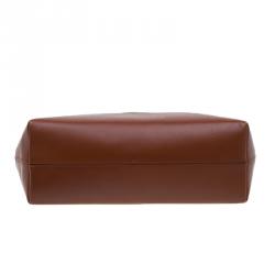 Pre Owned Fendi Tobacco/Brown Pequin Striped Canvas and Leather Roll Tote