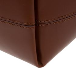 Pre Owned Fendi Tobacco/Brown Pequin Striped Canvas and Leather Roll Tote