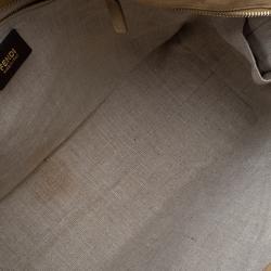 Pre Owned Fendi Tobacco/Brown Pequin Striped Canvas and Leather Roll Tote