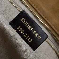 Pre Owned Fendi Tobacco/Brown Pequin Striped Canvas and Leather Roll Tote