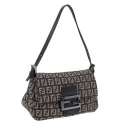 Fendi Brown Zucchino Canvas Mini Mama Baguette Bag