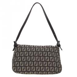 Fendi Brown Zucchino Canvas Mini Mama Baguette Bag