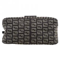 Fendi Brown Zucchino Canvas Mini Mama Baguette Bag