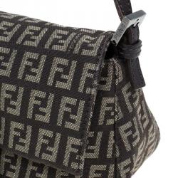 Fendi Brown Zucchino Canvas Mini Mama Baguette Bag