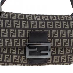 Fendi Brown Zucchino Canvas Mini Mama Baguette Bag