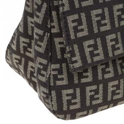 Fendi Brown Zucchino Canvas Mini Mama Baguette Bag